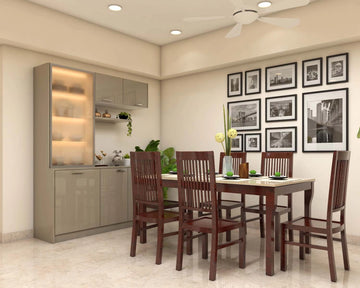 Compact Dining Room Design With Crockery Unit